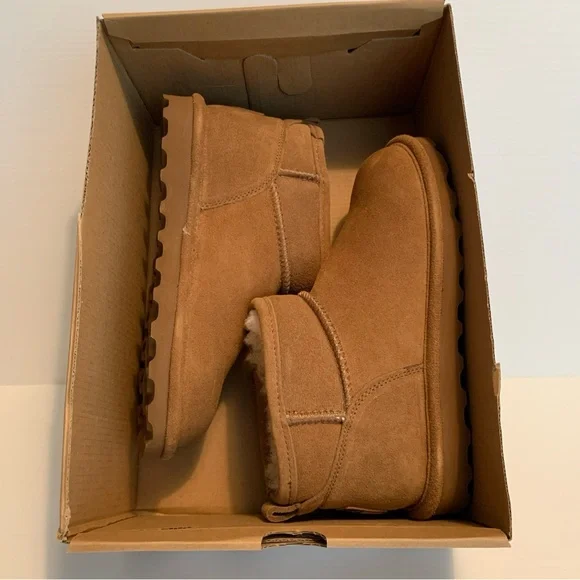 BearPaw Women’s Size 6 Hickory II Brown Suede & Wool Lined Boots Ankle Booties - Picture 8 of 12